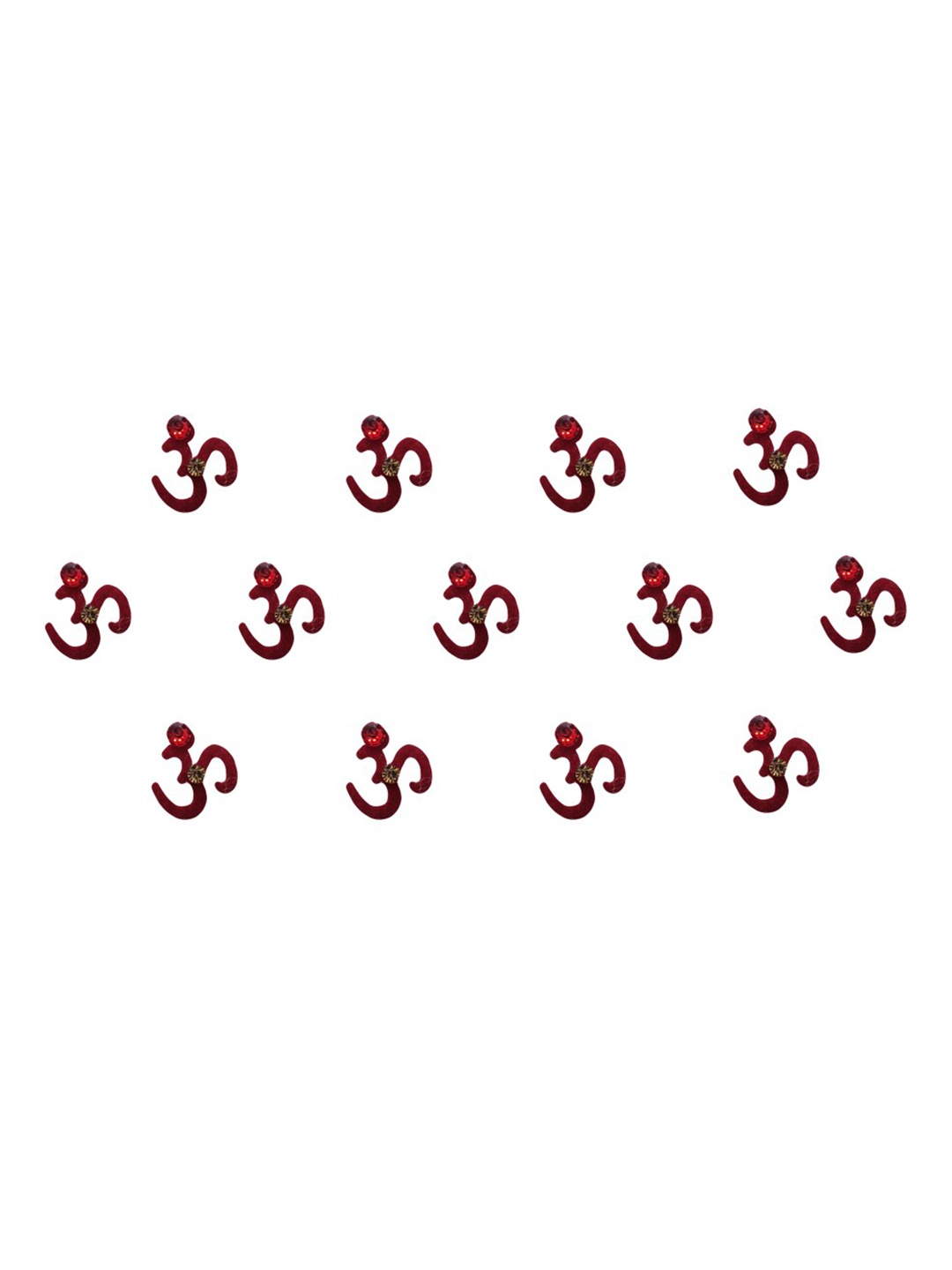 

Comet Busters 13 Pcs Embellished Reusable Om-Shaped Designer Bindis - Maroon