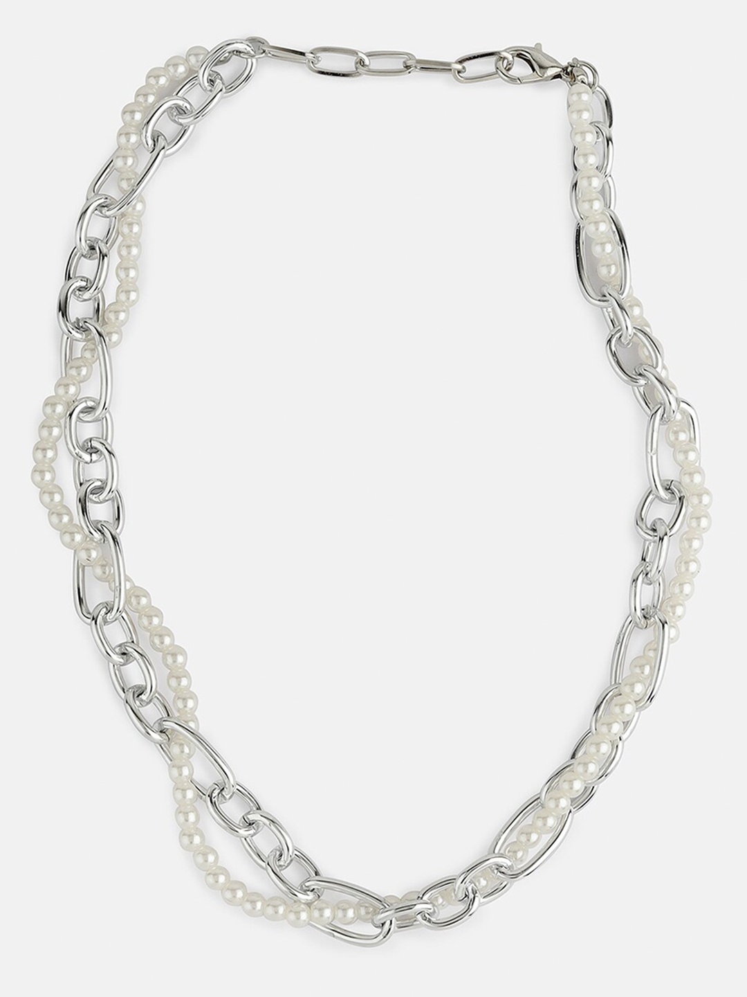 

Kazo Silver-Toned & White Silver-Plated Necklace