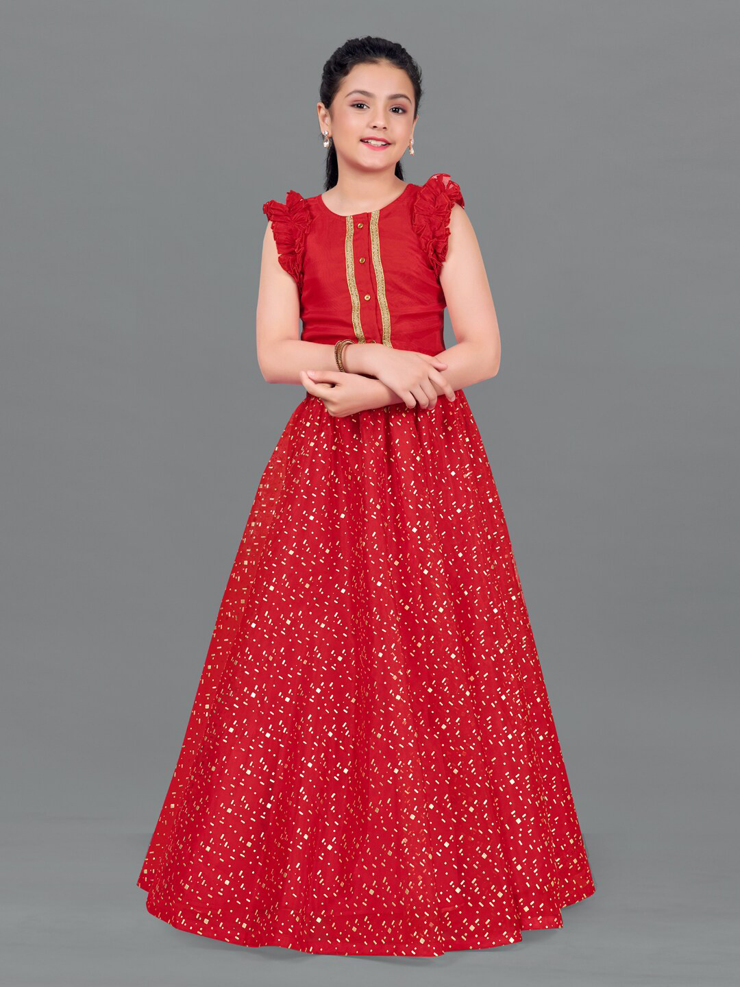 

FASHION DREAM Girls Red Ready to Wear Lehenga & Choli