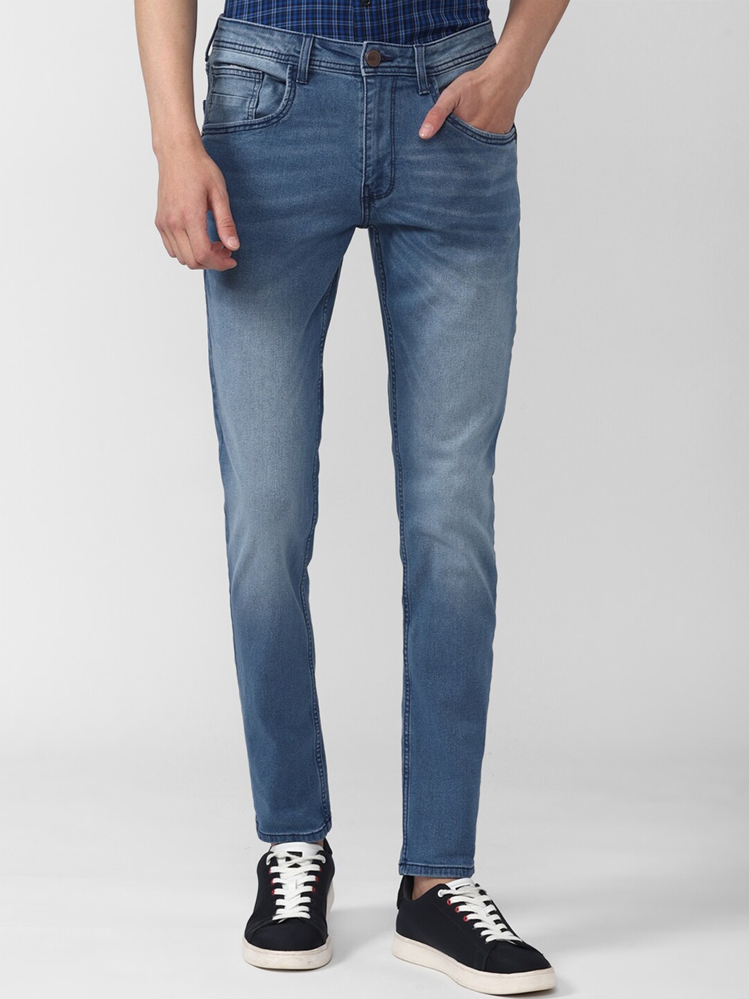

V Dot Men Blue Skinny Fit Heavy Fade Jeans