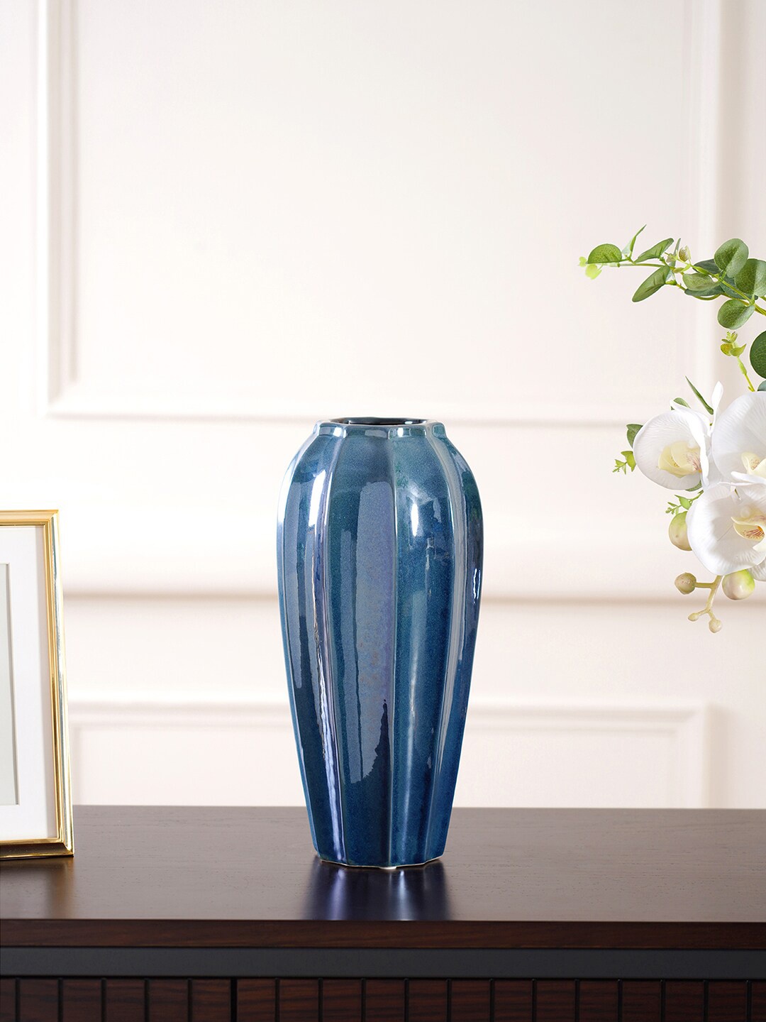 

Pure Home and Living Solid Glass Vases, Blue