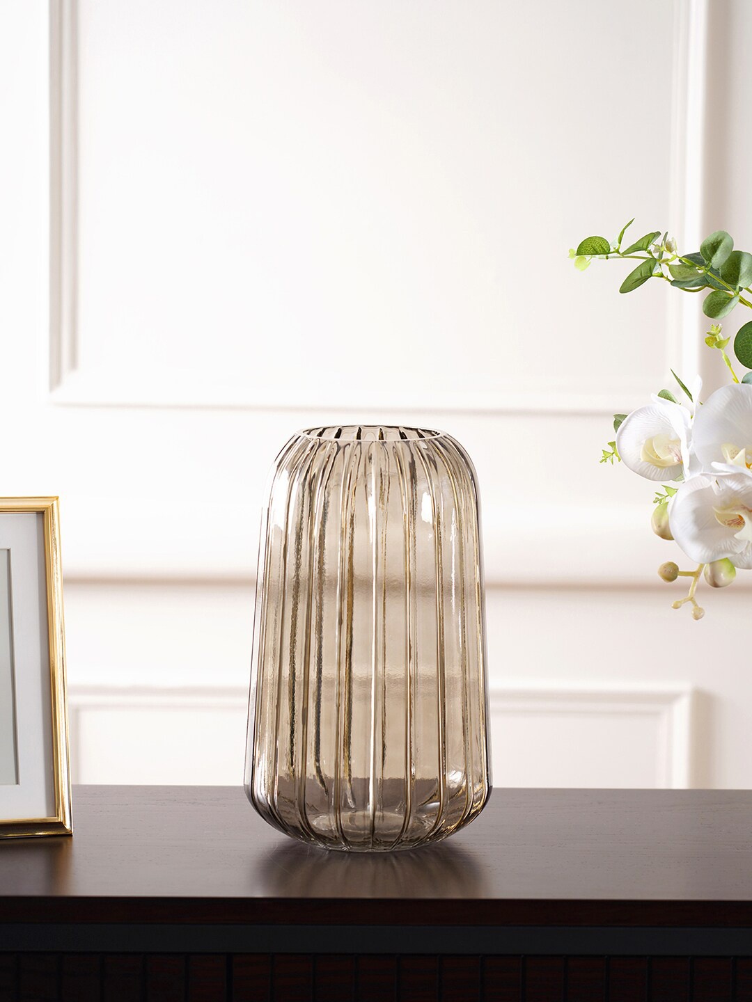 

Pure Home and Living Ribbed Glass Vases, Green