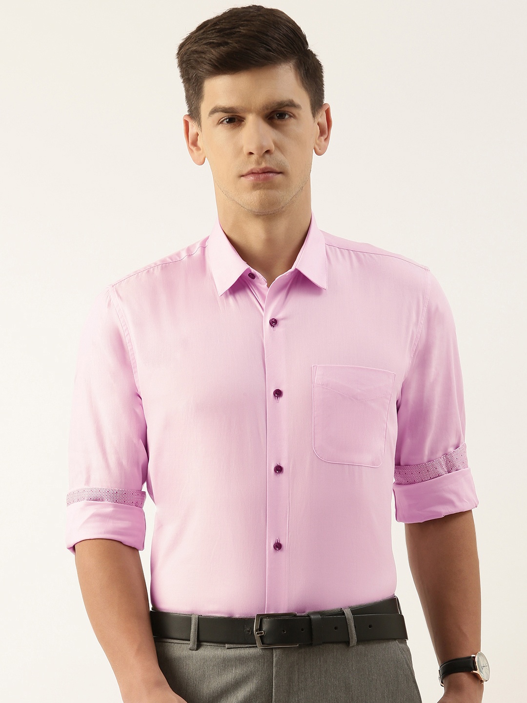 

Peter England Nuvo Fit Spread Collar Formal Shirt, Pink
