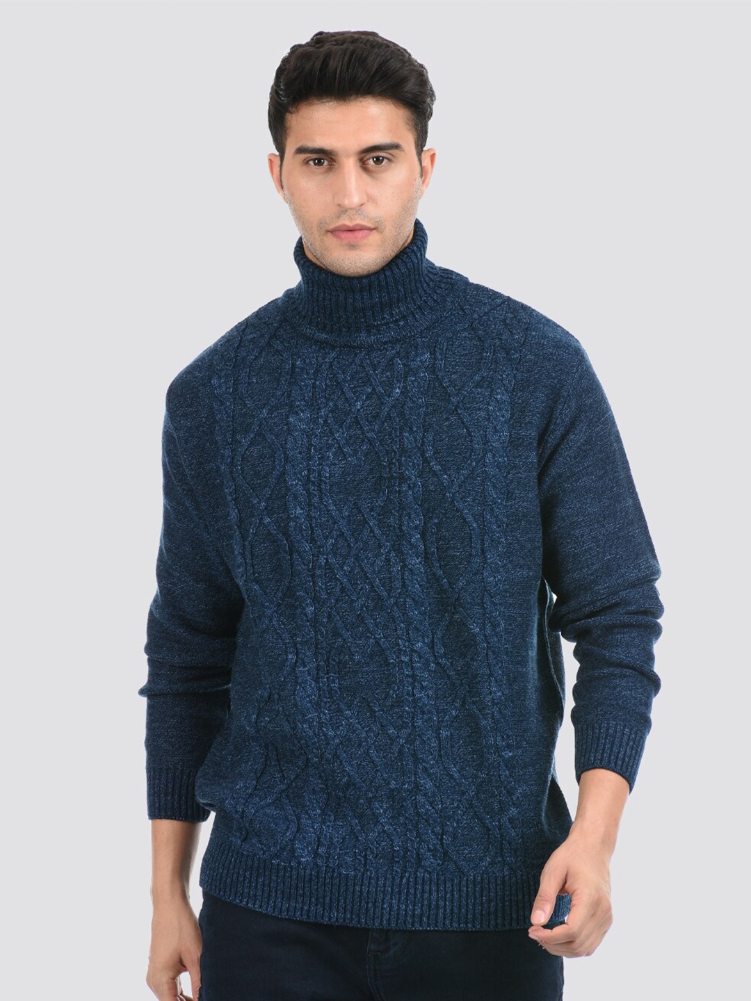 

LONDON FOG Men Blue Cable Knit Pullover