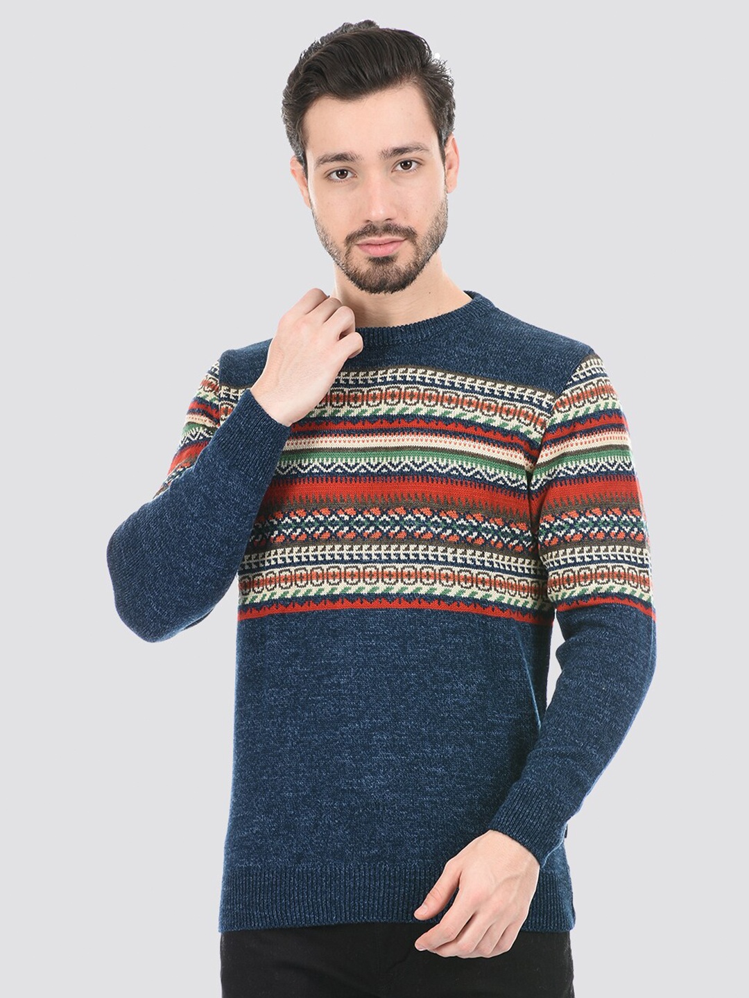

LONDON FOG Men Navy Blue & Red Printed Pullover