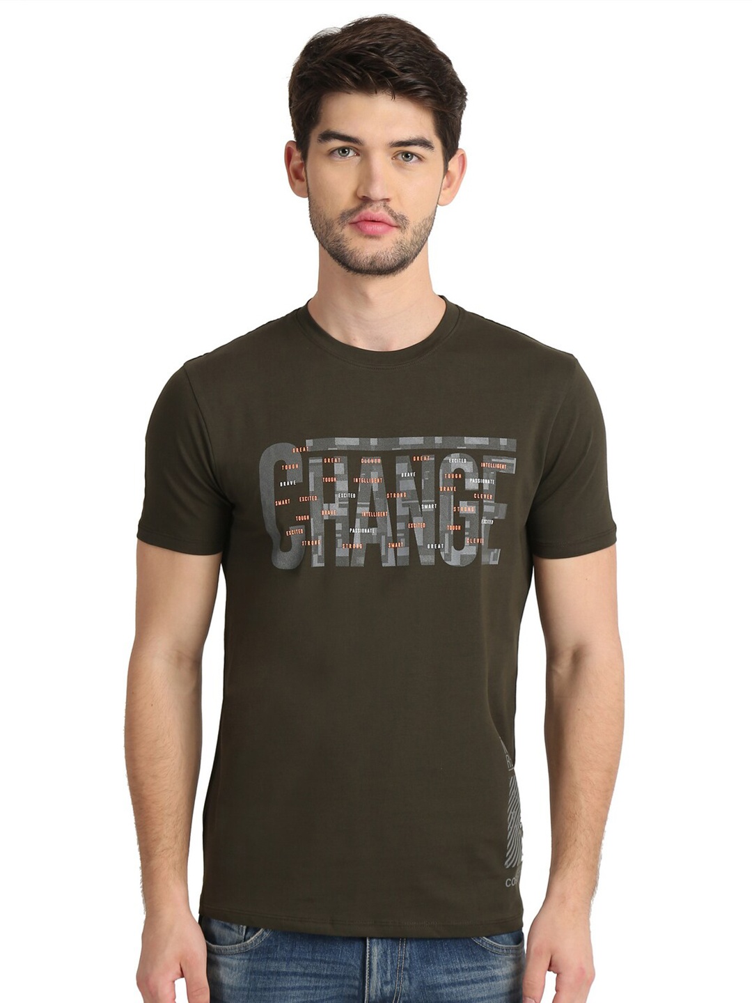 

COLVYNHARRIS JEANS Men Typography Printed Slim Fit T-shirt, Green