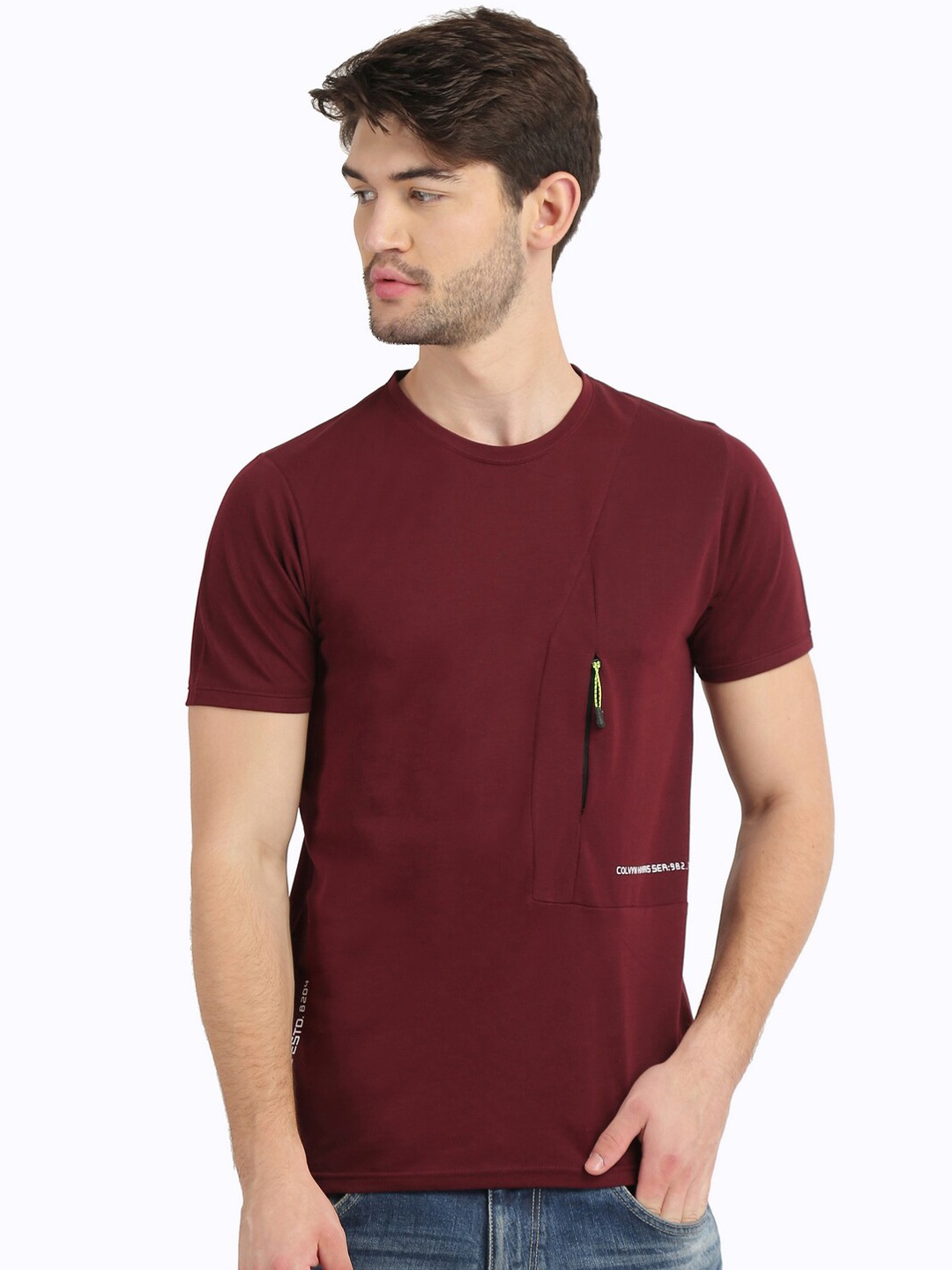 

COLVYNHARRIS JEANS Men Maroon Slim Fit T-shirt