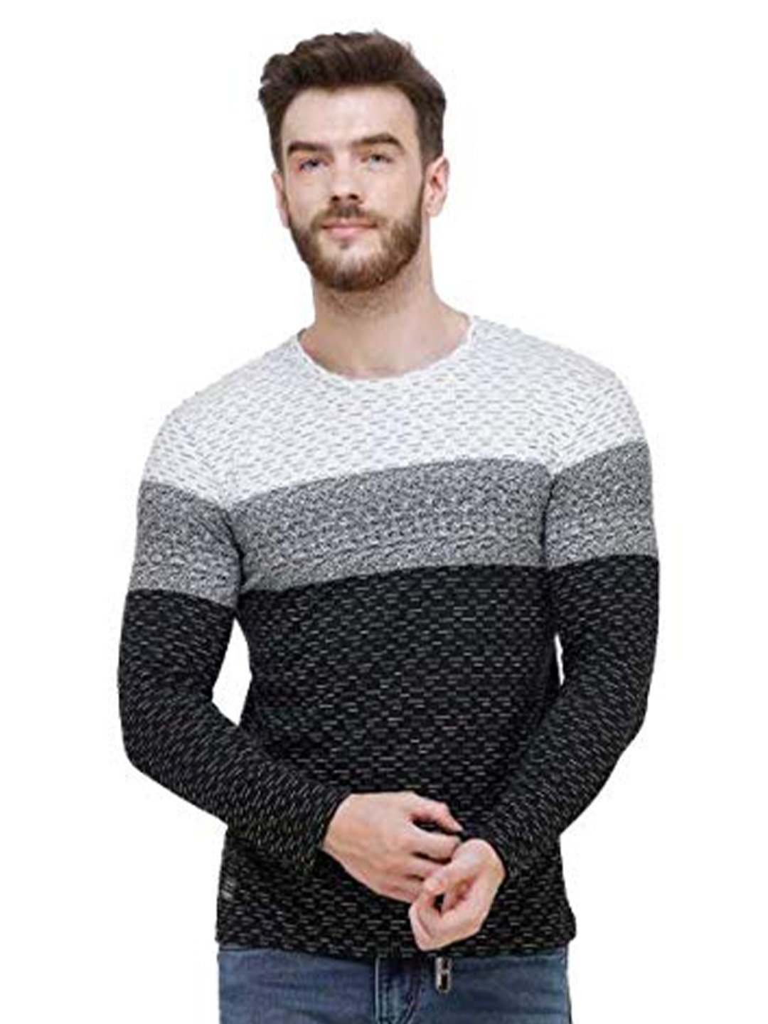 

COLVYNHARRIS JEANS Men Black Colourblocked Slim Fit T-shirt