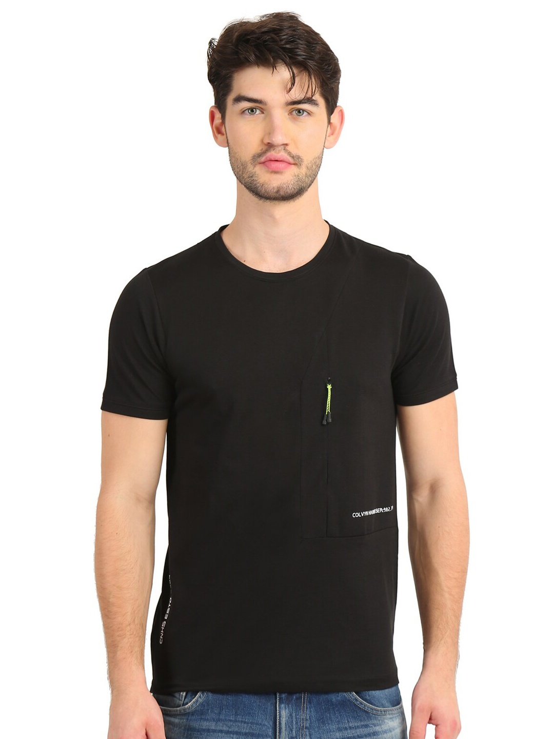 

COLVYNHARRIS JEANS Men Black Slim Fit T-shirt