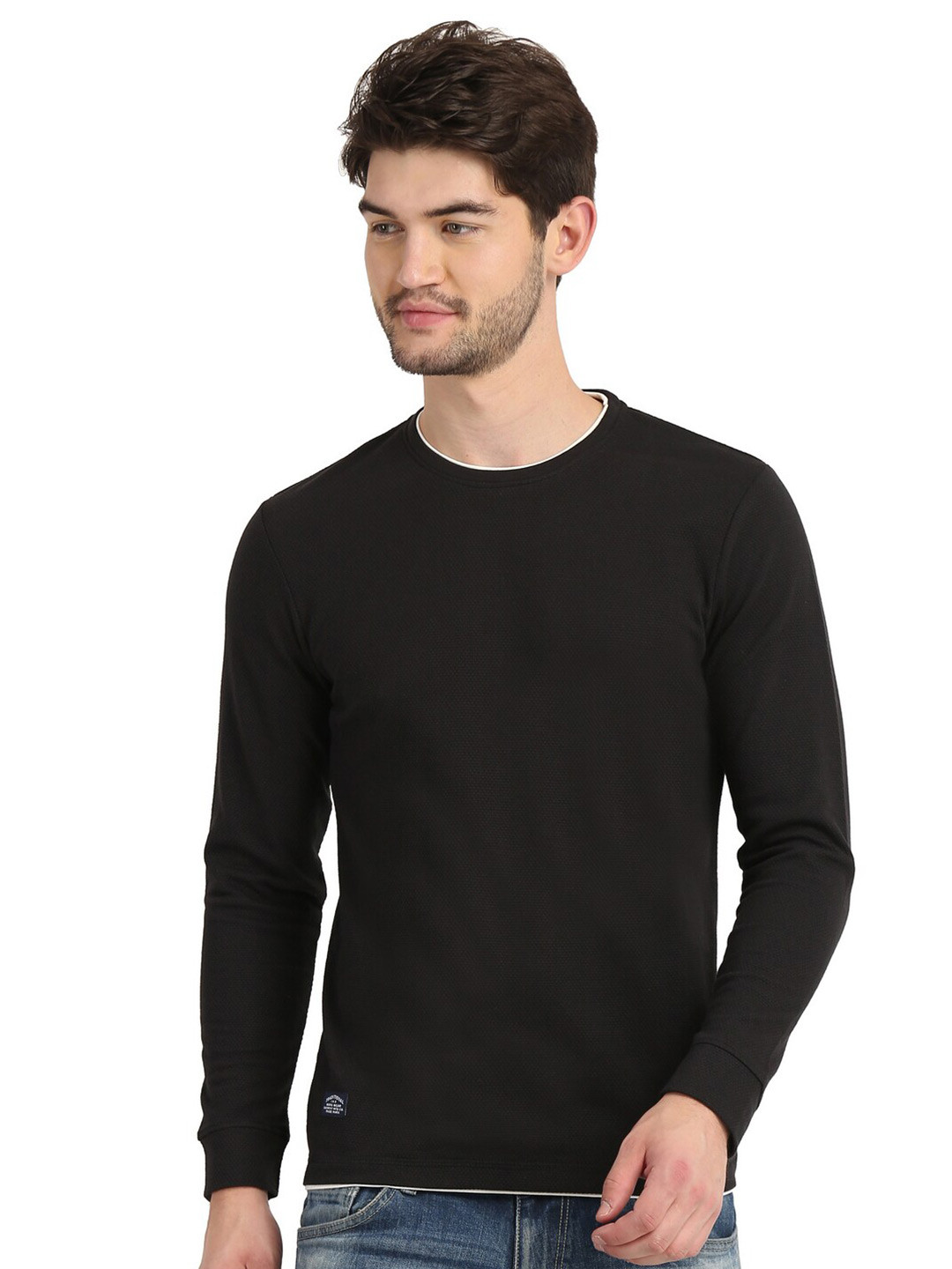 

COLVYNHARRIS JEANS Men Black Applique Slim Fit T-shirt