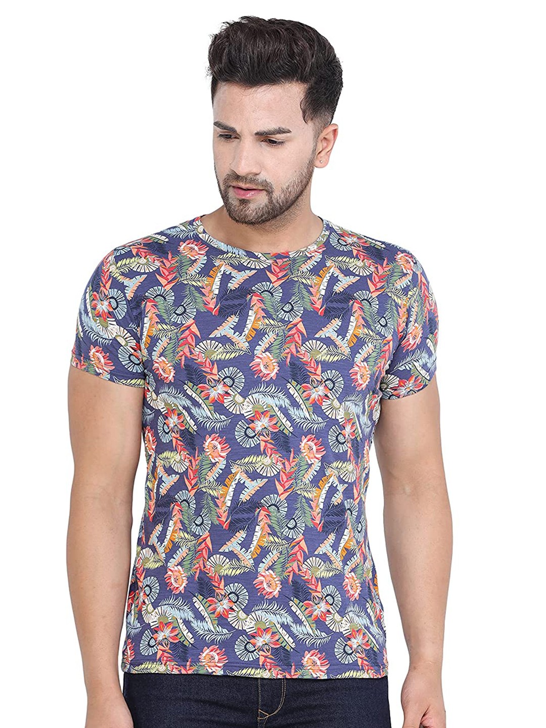 

COLVYNHARRIS JEANS Men Multicoloured Floral Printed Tropical Slim Fit T-shirt, Multi