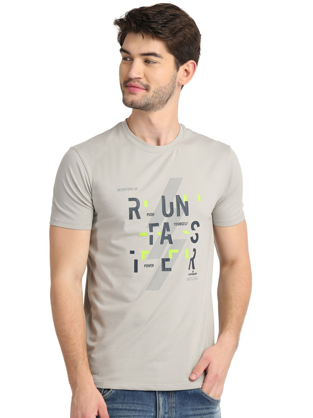 

COLVYNHARRIS JEANS Men Printed Slim Fit T-shirt, Grey