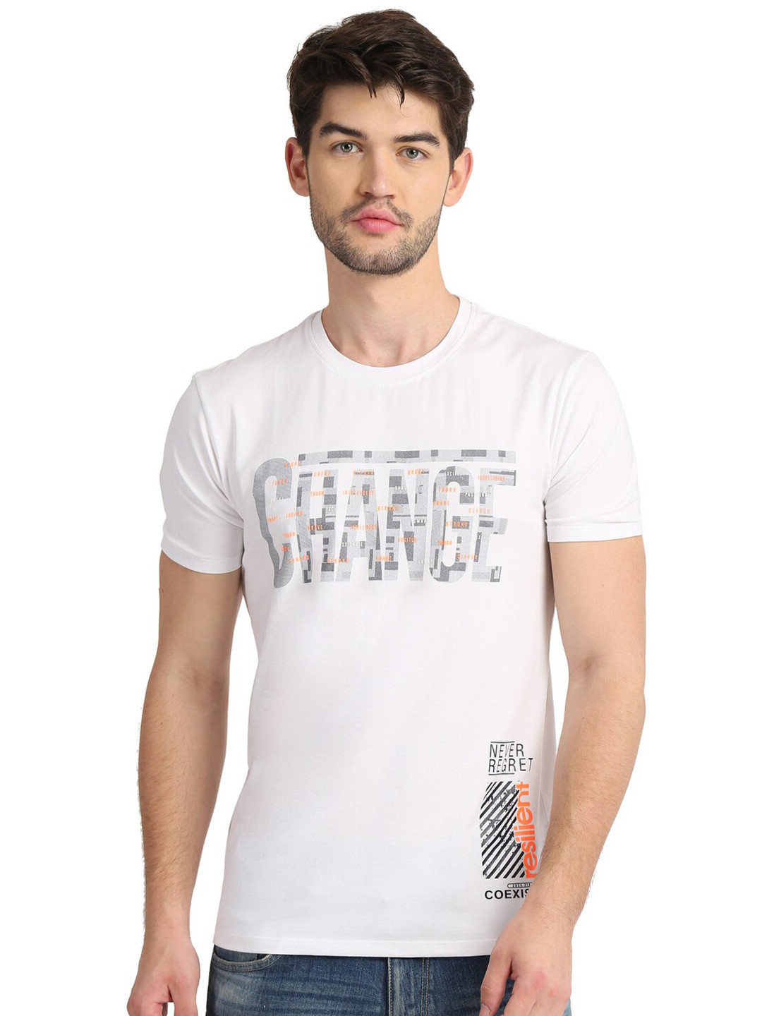 

COLVYNHARRIS JEANS Men Typography Printed Slim Fit T-shirt, White