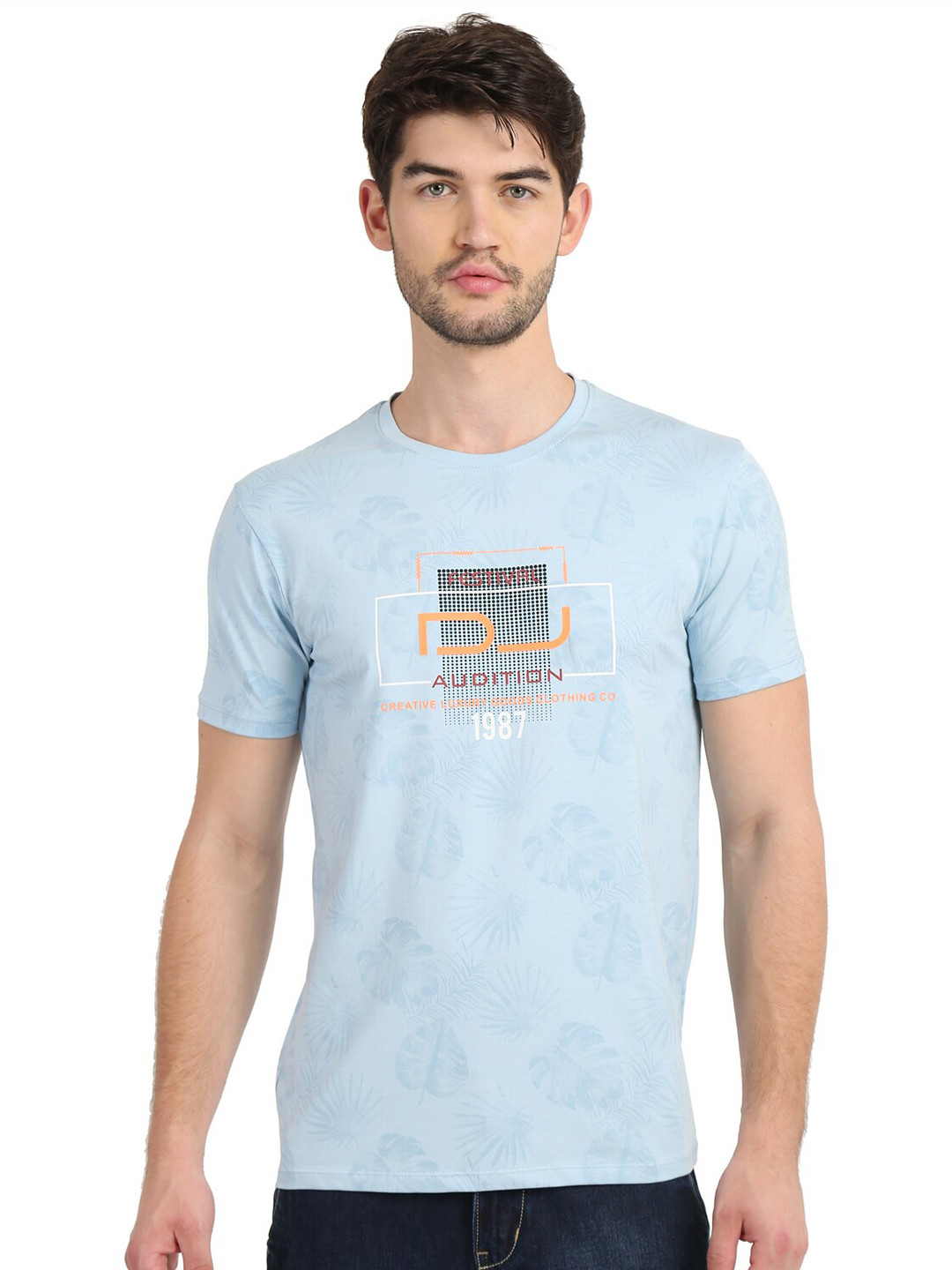 

COLVYNHARRIS JEANS Men Typography Printed Slim Fit T-shirt, Blue