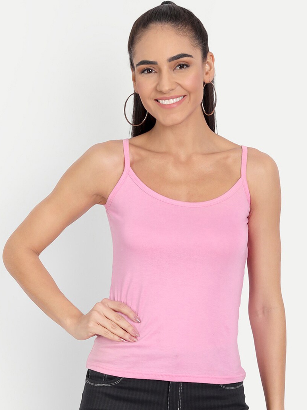

BLAZON Women Solid Pure Super Combed Cotton Non-Padded Camisoles, Pink