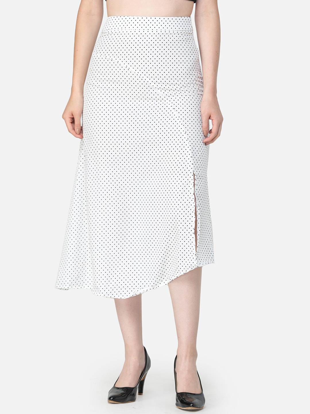 

Cation Women Printed Midi A-Line Skirts, White