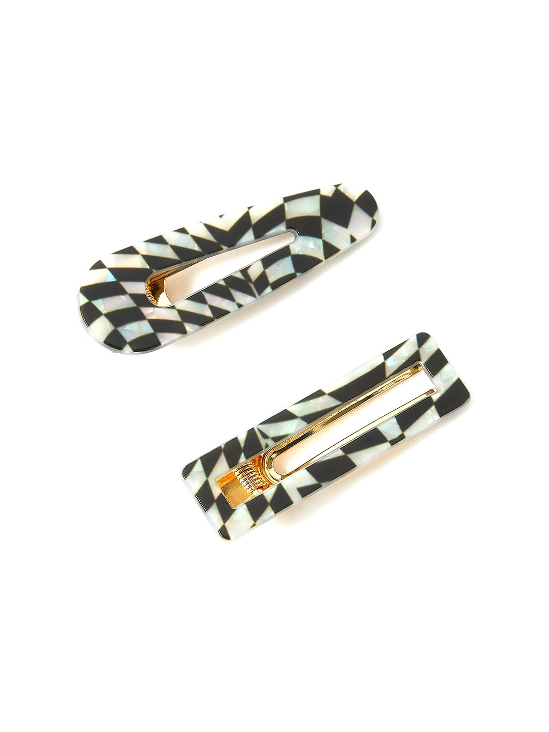 

Accessorize Women Set of 2 Swirly Checkerboard Tic Tac Hair Clip, Black