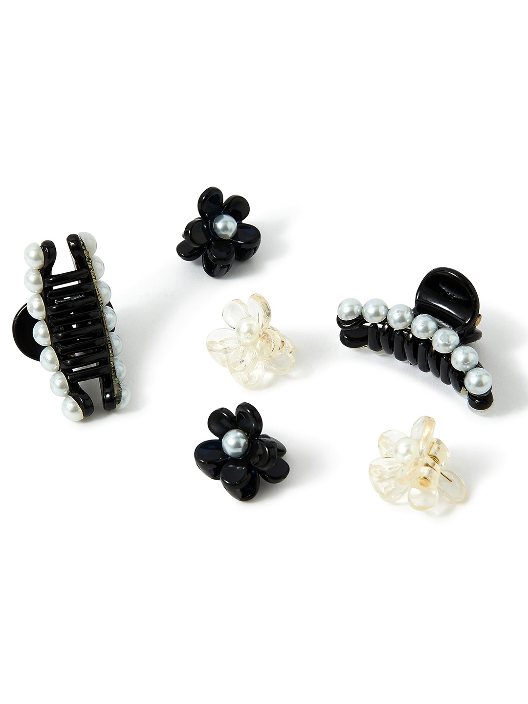 

Accessorize Women Set of 6 Aulea Mini Pearl Flower Hair Claw Clips, Black