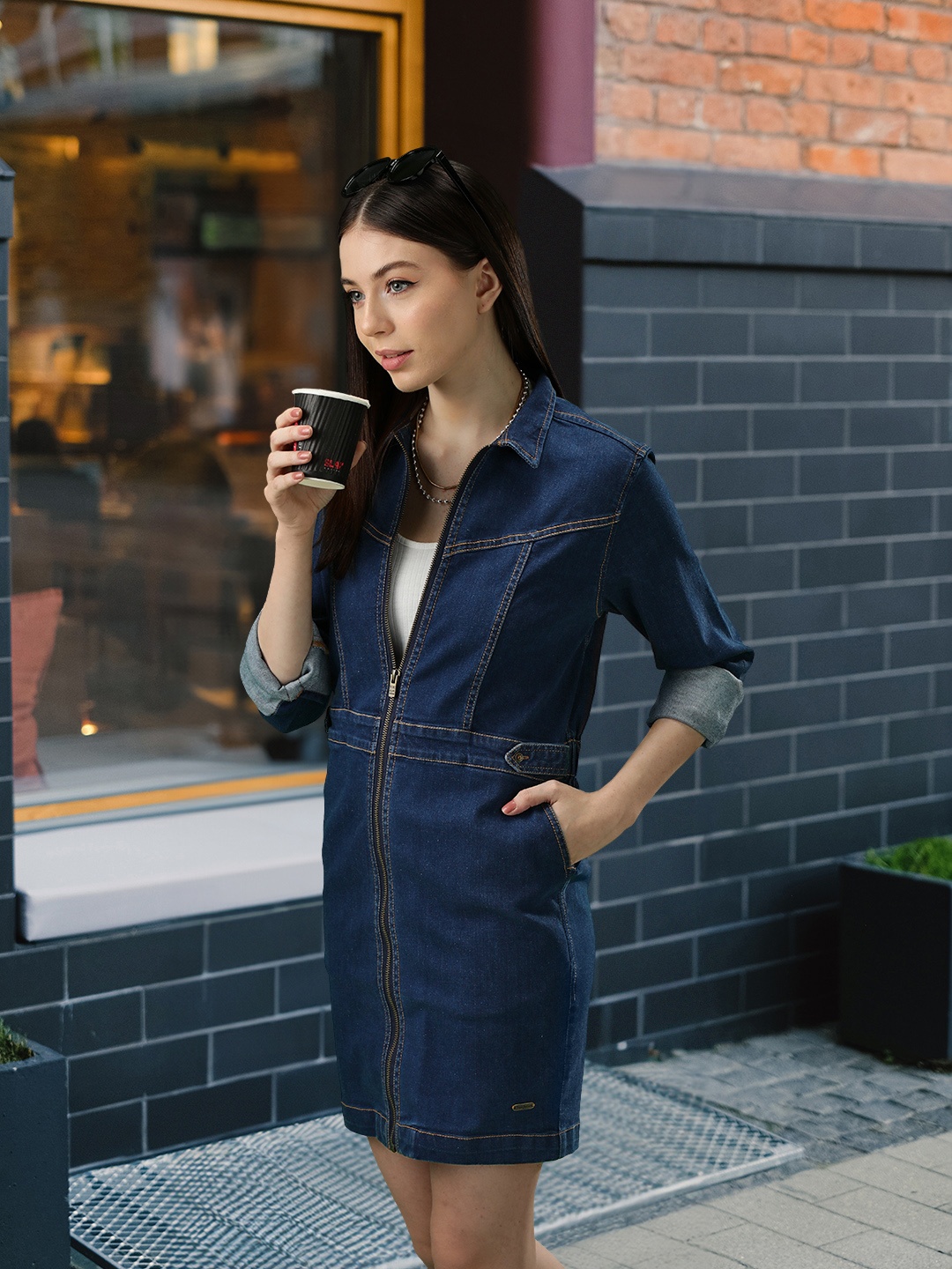 

Pepe Jeans Women Blue Cotton Shirt Dress