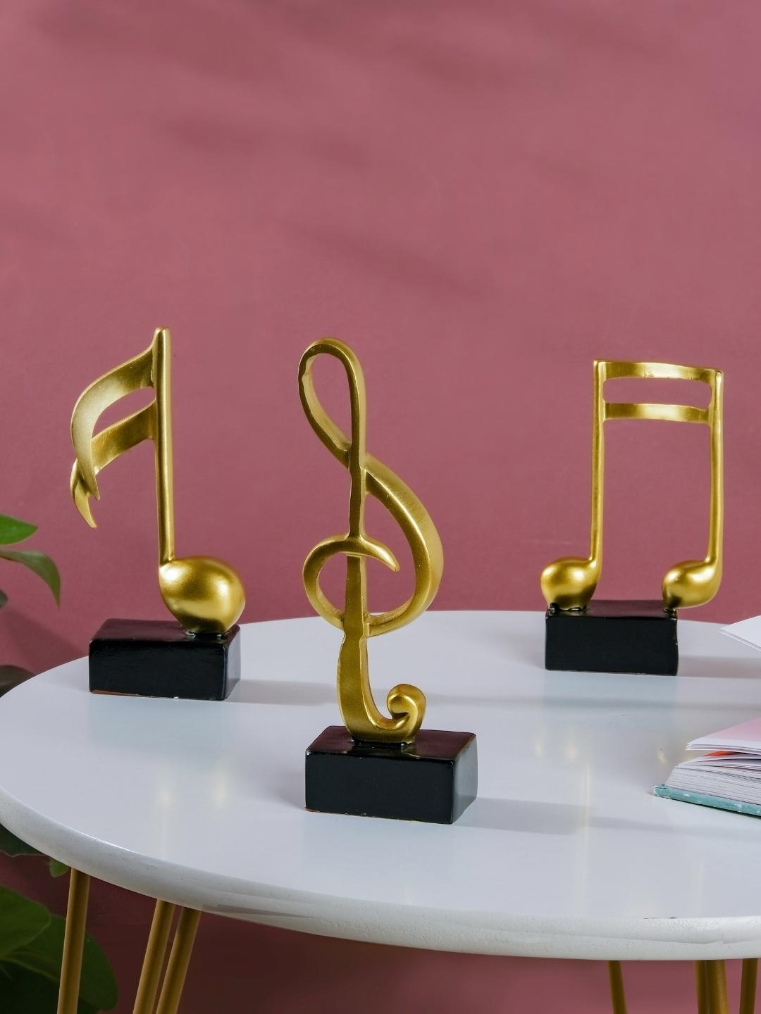 

Nestasia Set Of 3 Music Decoration Set Showpieces, Gold