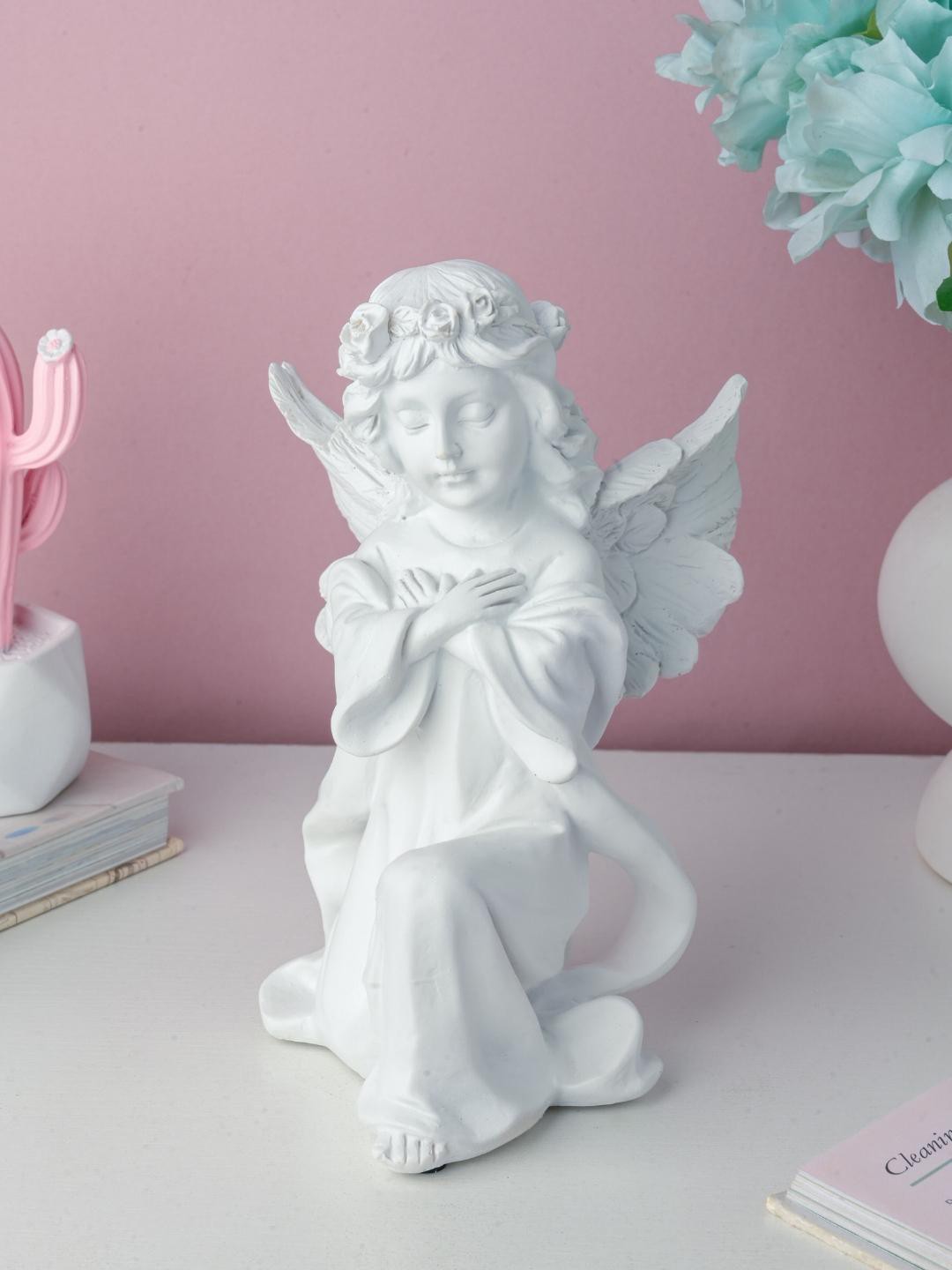 

Nestasia White Praying Angel Statue On One Knee