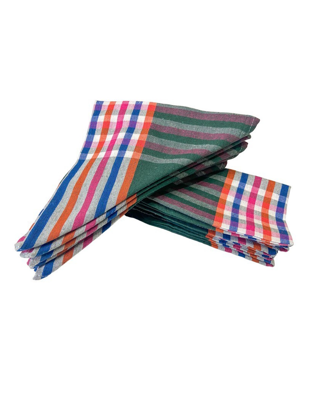 

Lushomes Set Of 12 Checked Pure Cotton Kitchen Towels, Green