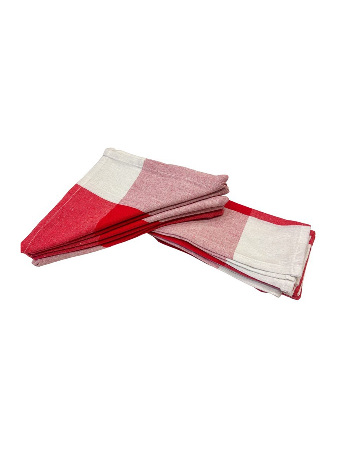 

Lushomes Set Of 12 Checked Pure Cotton Kitchen Towels, Red