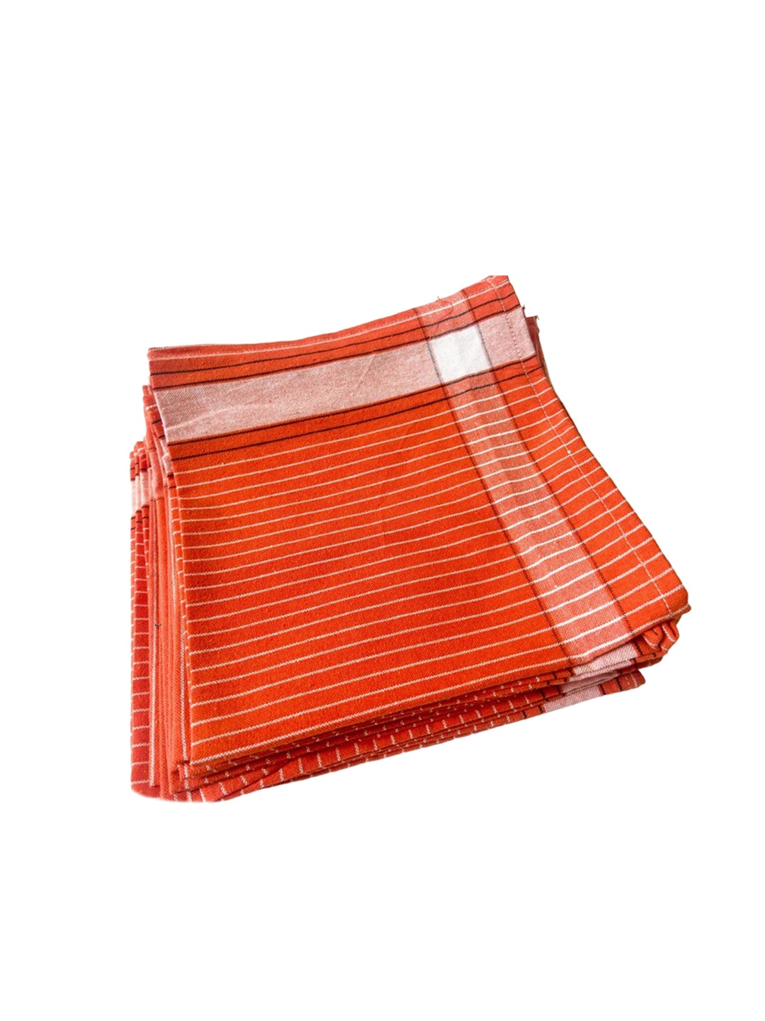 

Lushomes Set Of 12 Coloured Checked & Striped Cotton Kitchen Towel Napkins, Orange