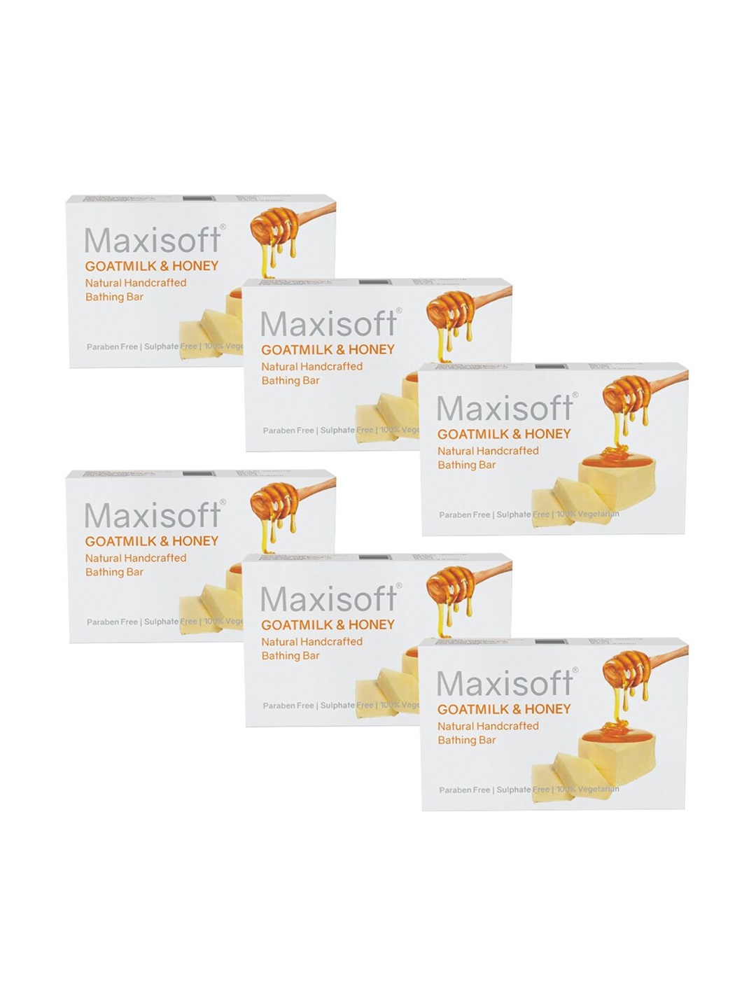 

Maxisoft Pack Of 6 Goat Milk Bathing Bar 75gm, Na