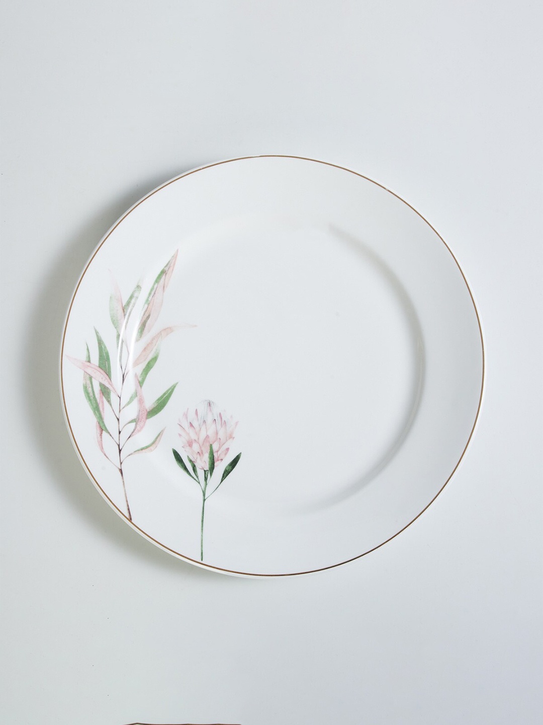 

Home Centre Floral Printed Round Bone China Glossy Plate, White