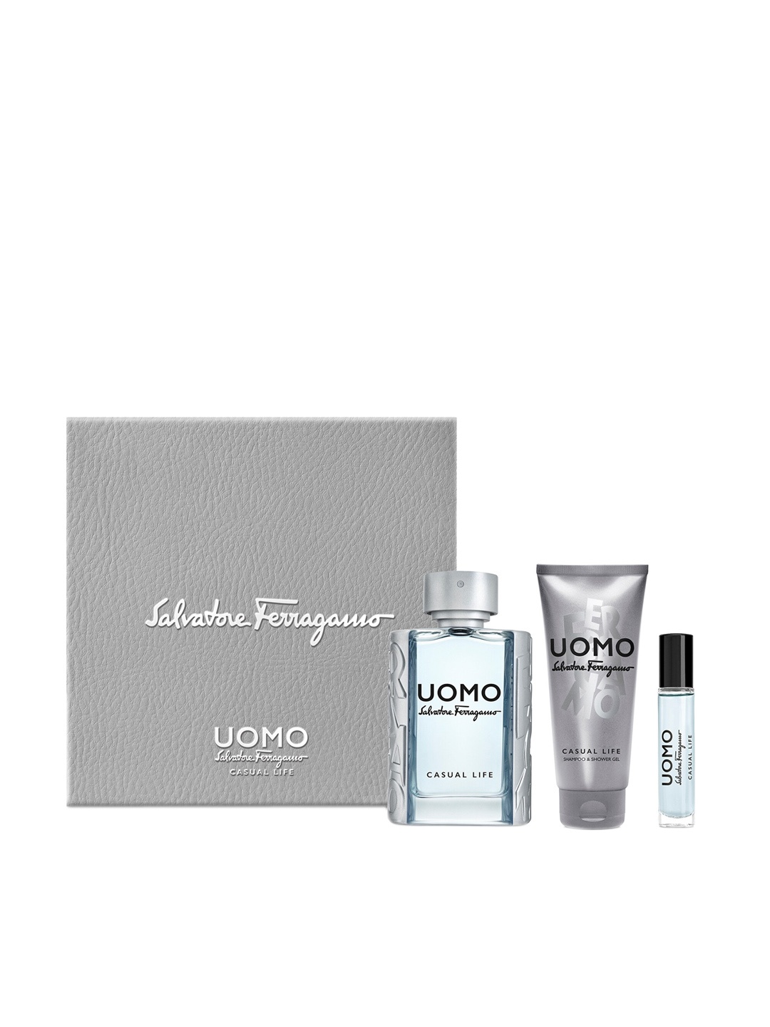 

Salvatore Ferragamo Uomo Casual Life Set - EDT 100ml + 10ml + Shampoo & Shower Gel 100ml, Transparent