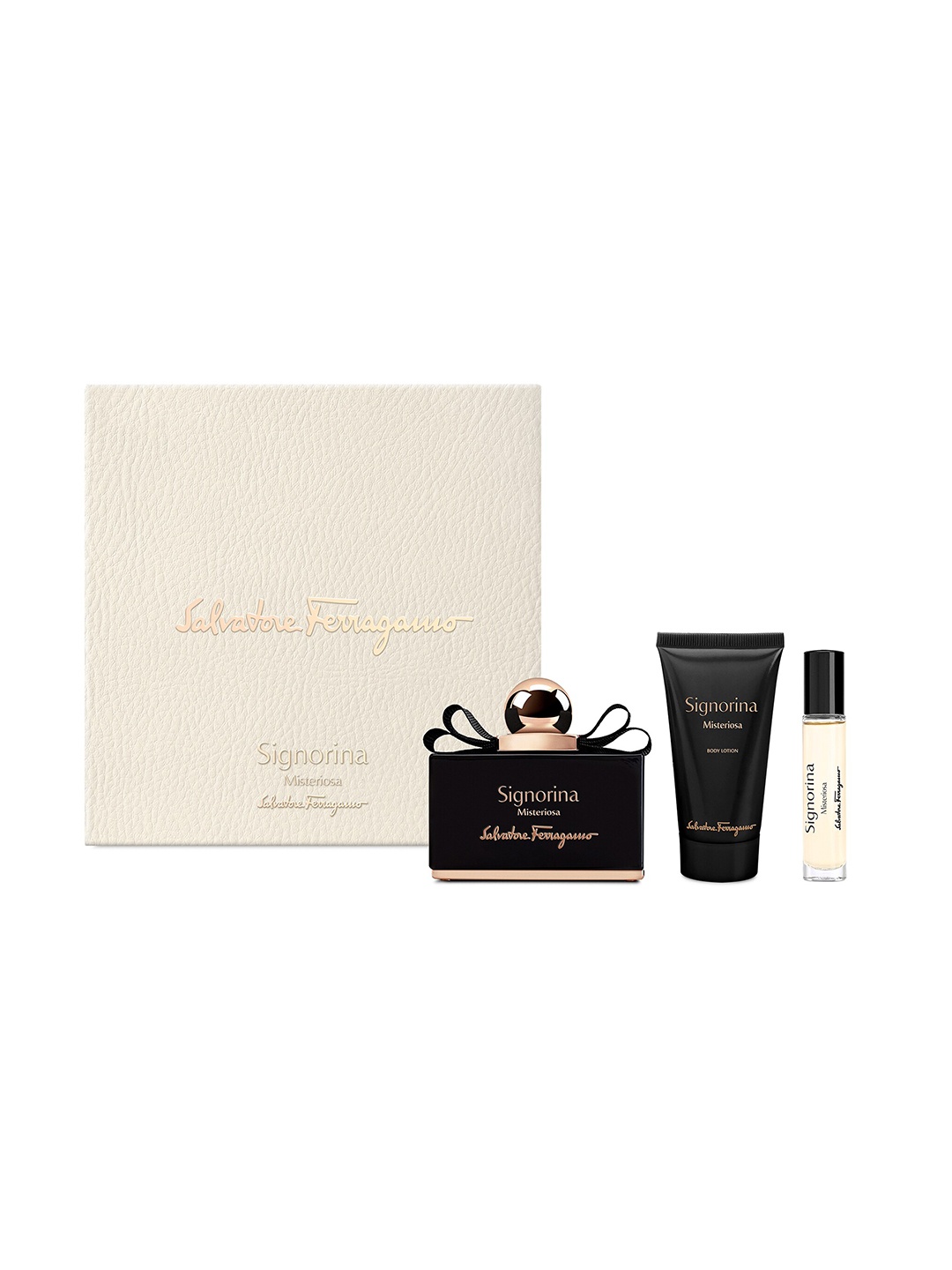 

Salvatore Ferragamo Signorina Misteriosa Set (Eau de Parfum 100ml + 10ml + Body Lotion 50ml), Transparent