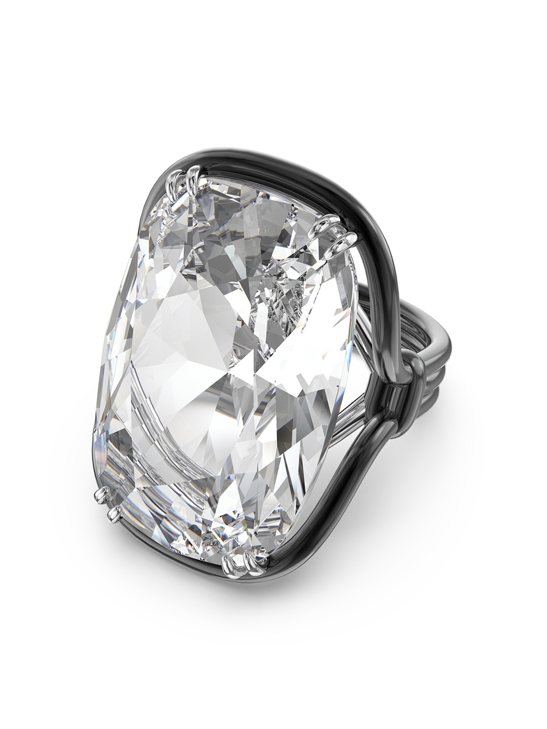 SWAROVSKI White Crystal Studded Finger Ring