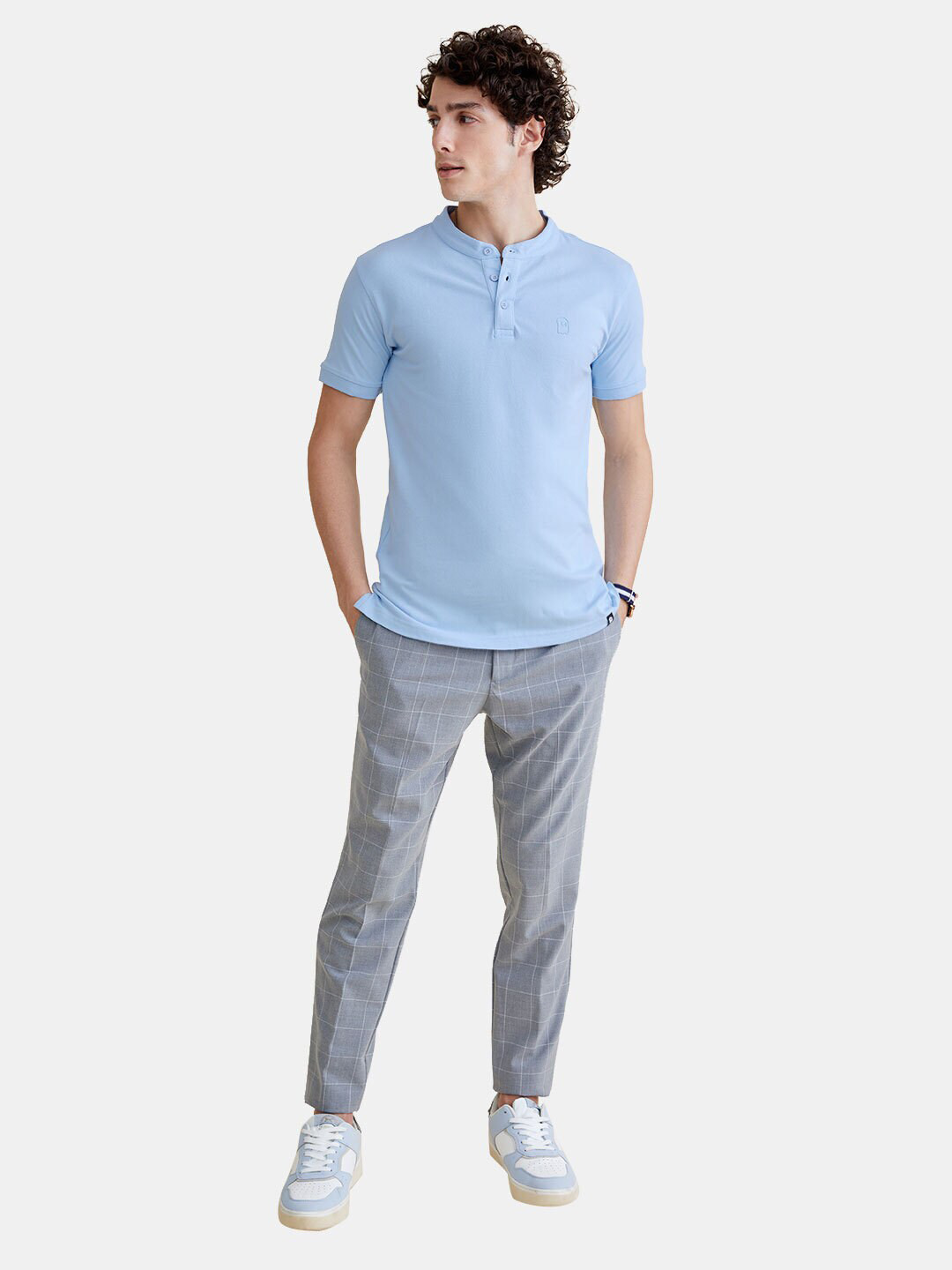 

The Souled Store Men Henley Neck T-shirt, Blue