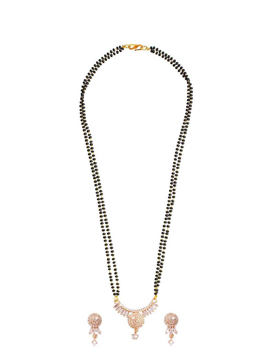 

Shining Jewel - By Shivansh Rose Gold-Plated Stone-Studded & Beaded Mangalsutra Set