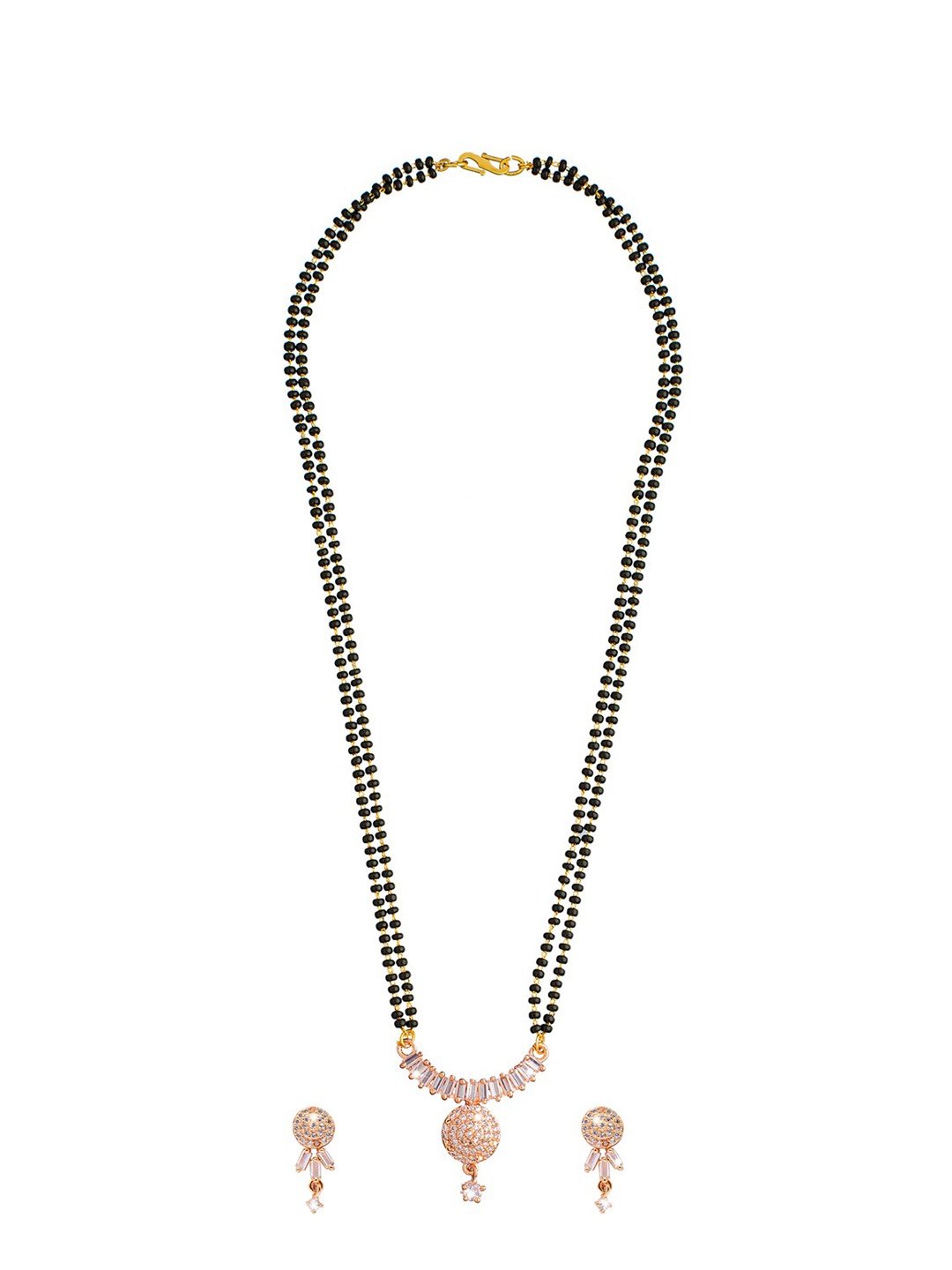 

Shining Jewel - By Shivansh Rose Gold-Plated Stone-Studded & Beaded Mangalsutra Set