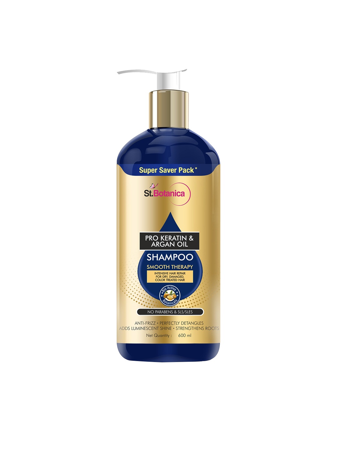 

St.Botanica Pro Keratin & Argan Oil Smooth Therapy Shampoo , 600ml, Gold