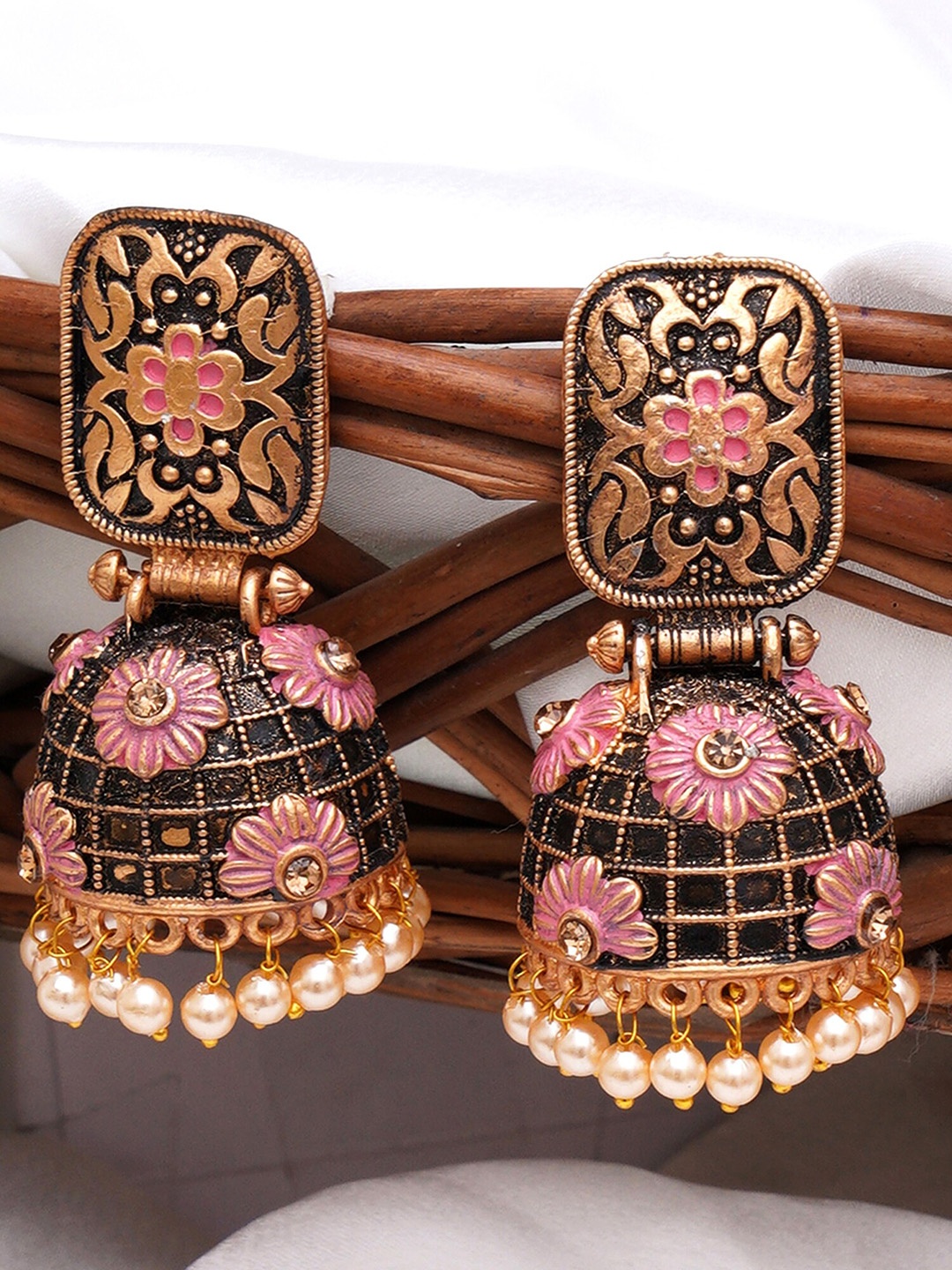 

KARATCART Pink Contemporary Jhumkas Earrings