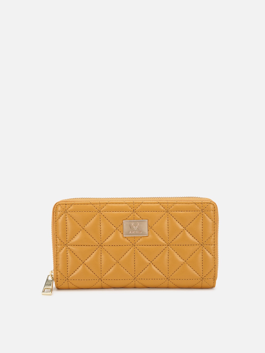 

Allen Solly Woman Women Geometric Textured PU Zip Around Wallet, Yellow
