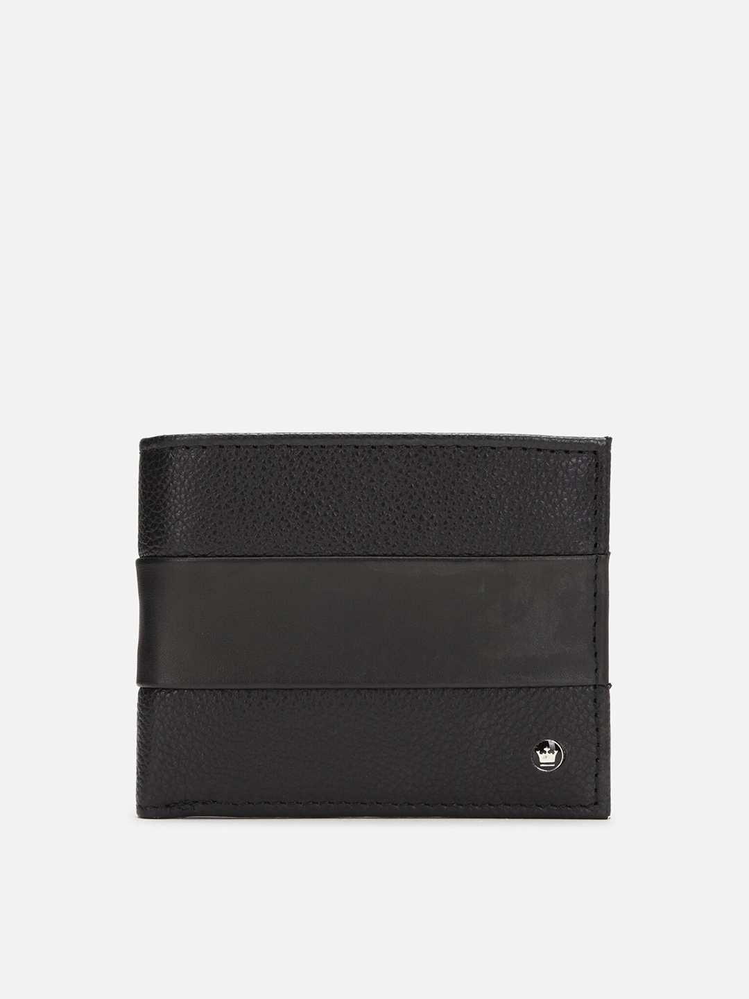 

Louis Philippe Men Textured Leather Two Fold Wallet, Black