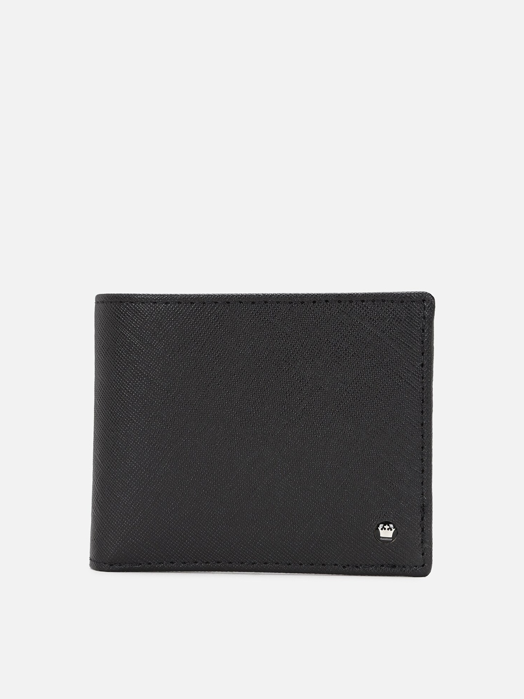 

Louis Philippe Men Textured Leather Two Fold Wallet, Black