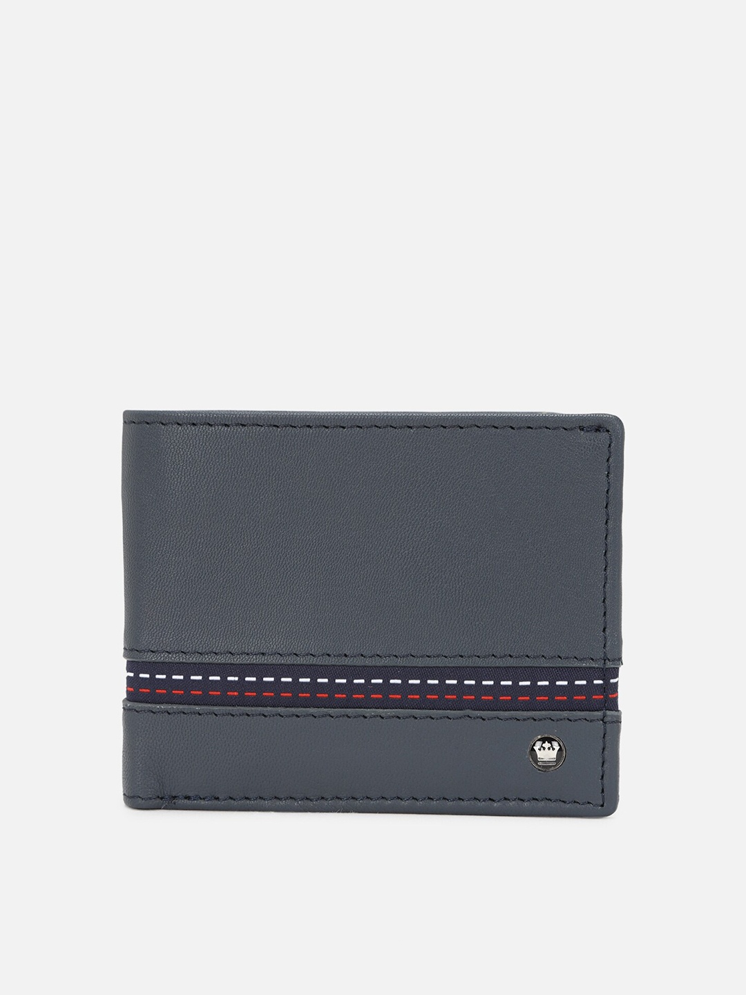 

Louis Philippe Men Textured Leather Two Fold Wallet, Grey