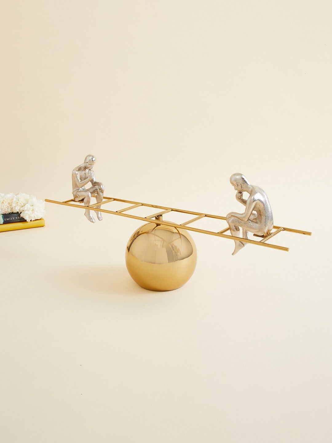 

Home Centre Man On Ladder Table Accent Showpieces, Gold
