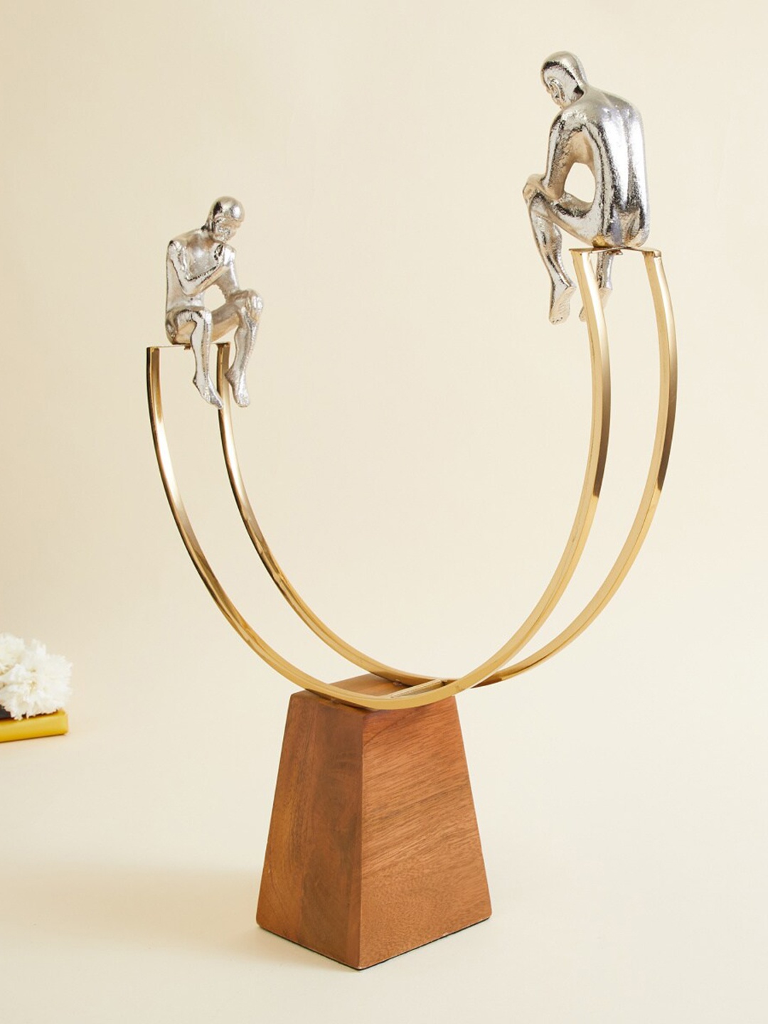 

Home Centre Abstract Aluminium Table Accent Showpieces, Gold