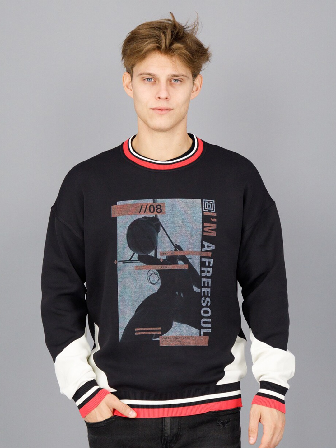 

FREESOUL Men Graphic Printed Long Sleeves Sweatshirt, Black