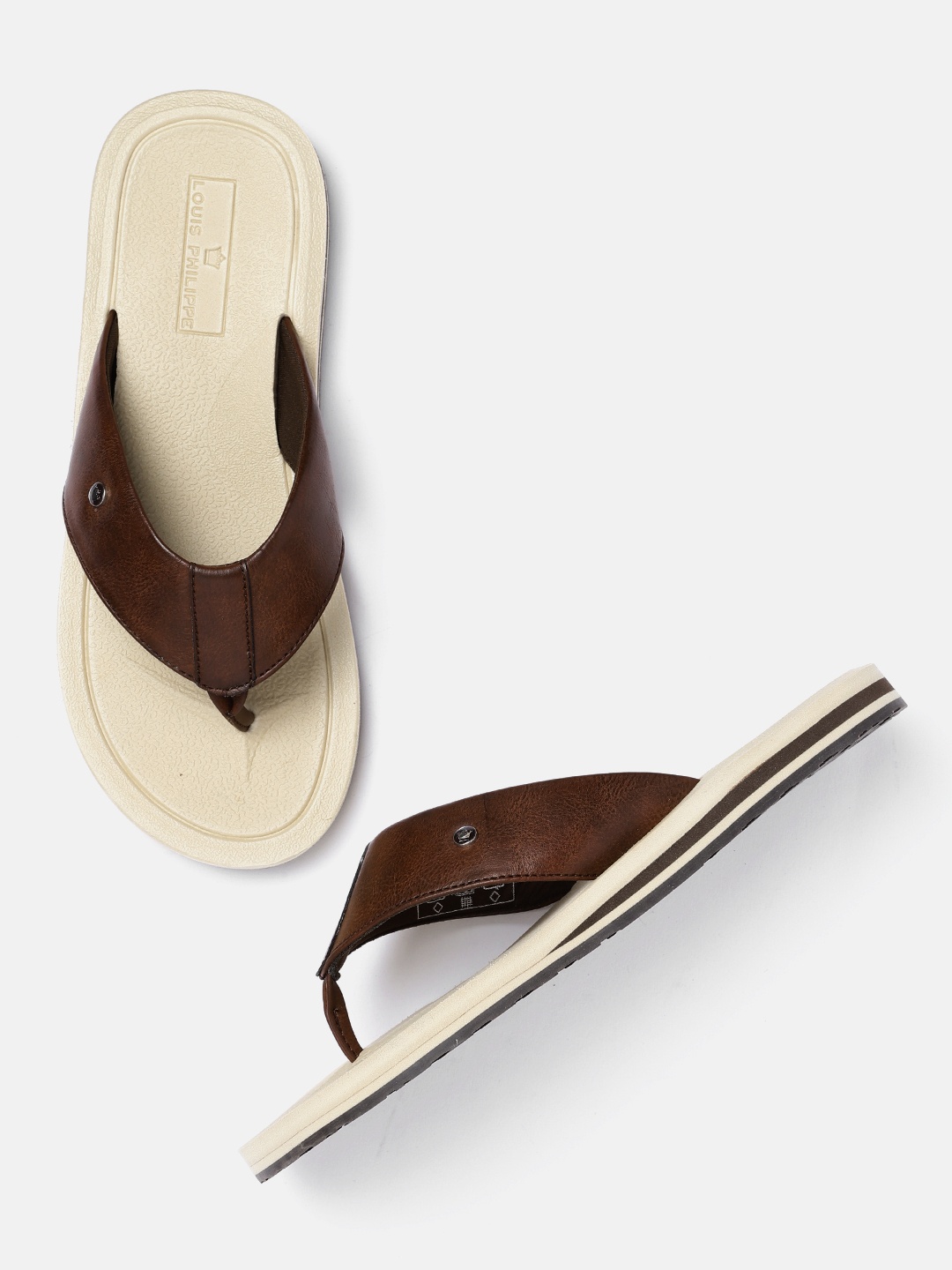 

Louis Philippe Men Brown Solid Thong Flip-Flops