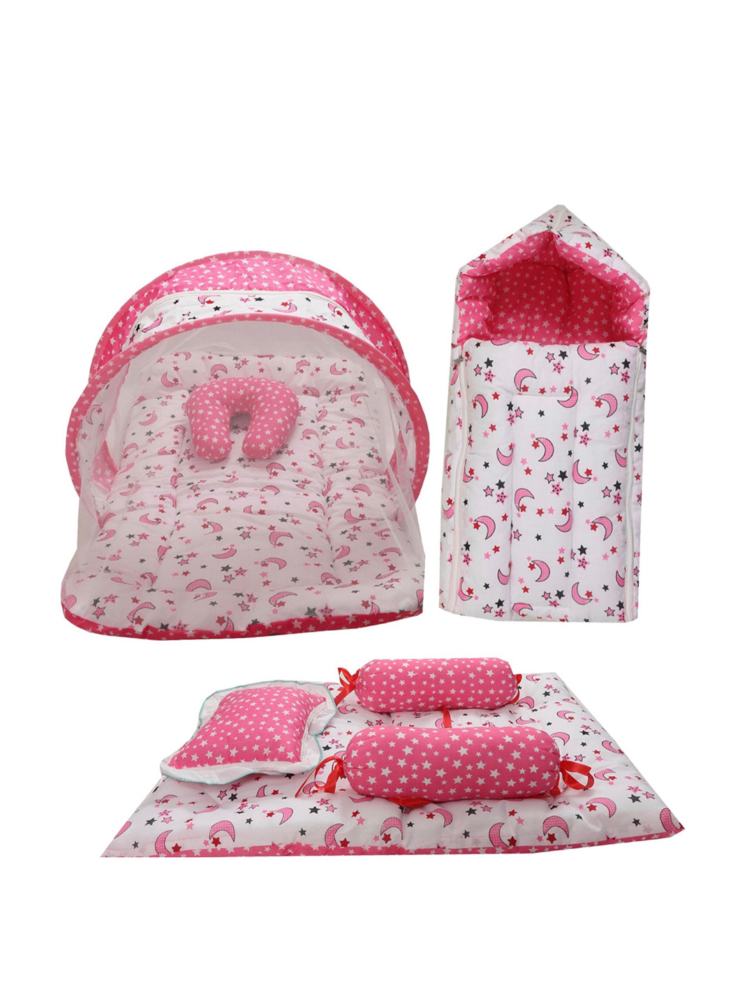

Fareto Kids Printed Baby Bed Sets, Pink