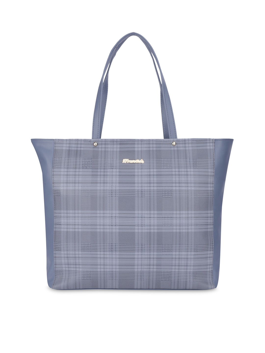 

NFI essentials Checked PU Structured Shoulder Bag, Blue