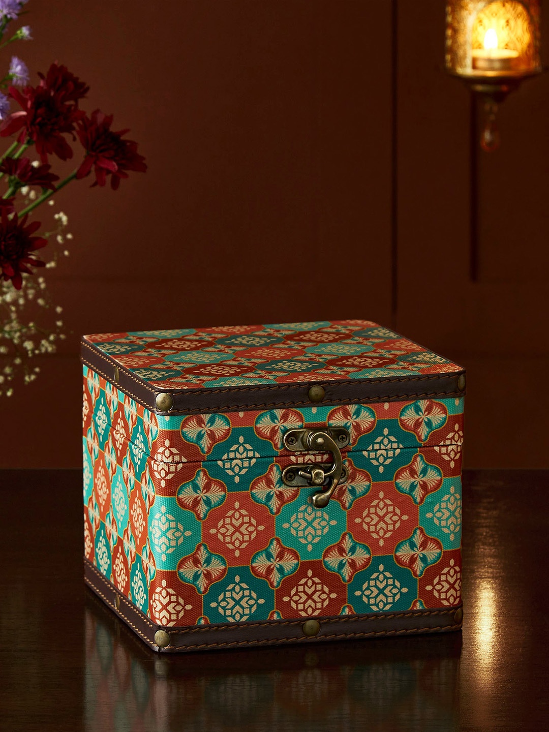 

Home Centre Oxley Printed Engineered Wood Storage Gift Box, Orange