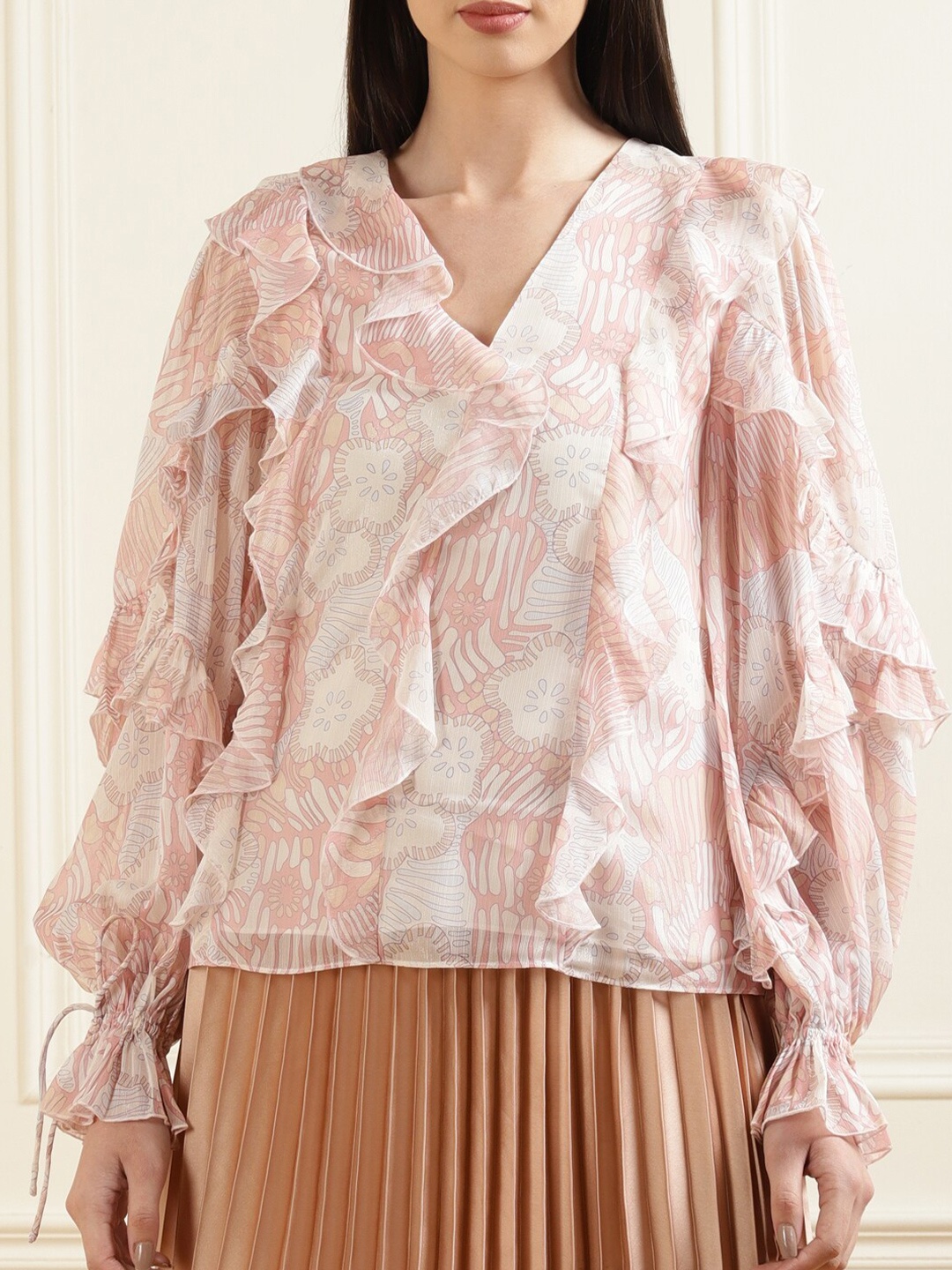 

Ted Baker Print Ruffles Top, Pink